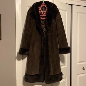 BCBG Maxazria Chocolate Brown Suede Coat